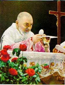 St Padre Pio offering Holy Mass