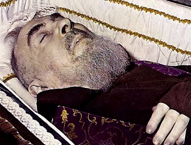 The body of Padre Pio lay in state for people paid their last respects